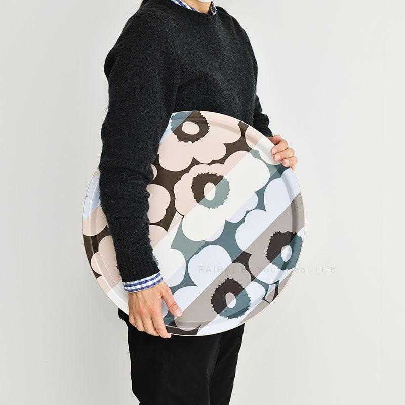 マリメッコ プライウッドトレイ 46cm ウニッコ ラリー クリーム×ライト