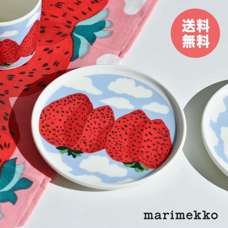 送料無料 マリメッコ プレート 13.5cm マンシッカヴォレット レッド