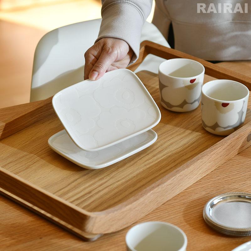 マリメッコ　ウニッコ　テラ×ホワイトプレート20cm4枚セット marimekko（マリメッコ） プレート 15×12cm 角皿 ウニッコ ホワイト