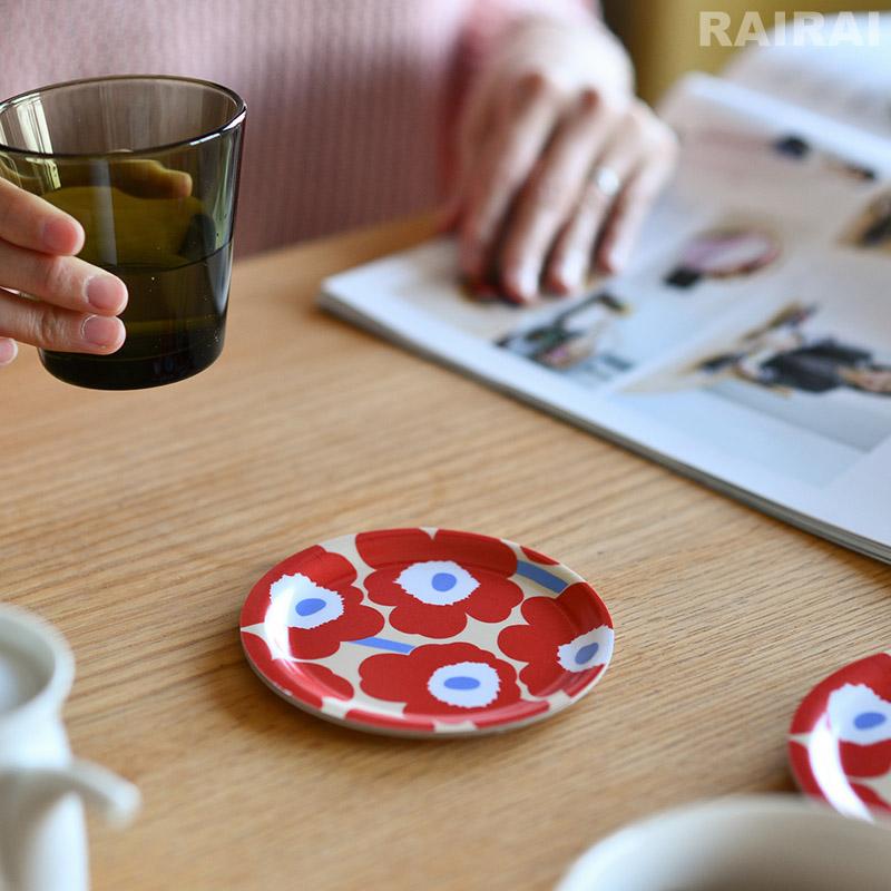 marimekko（マリメッコ） コースター 11cm ウニッコ メロン×オレンジ