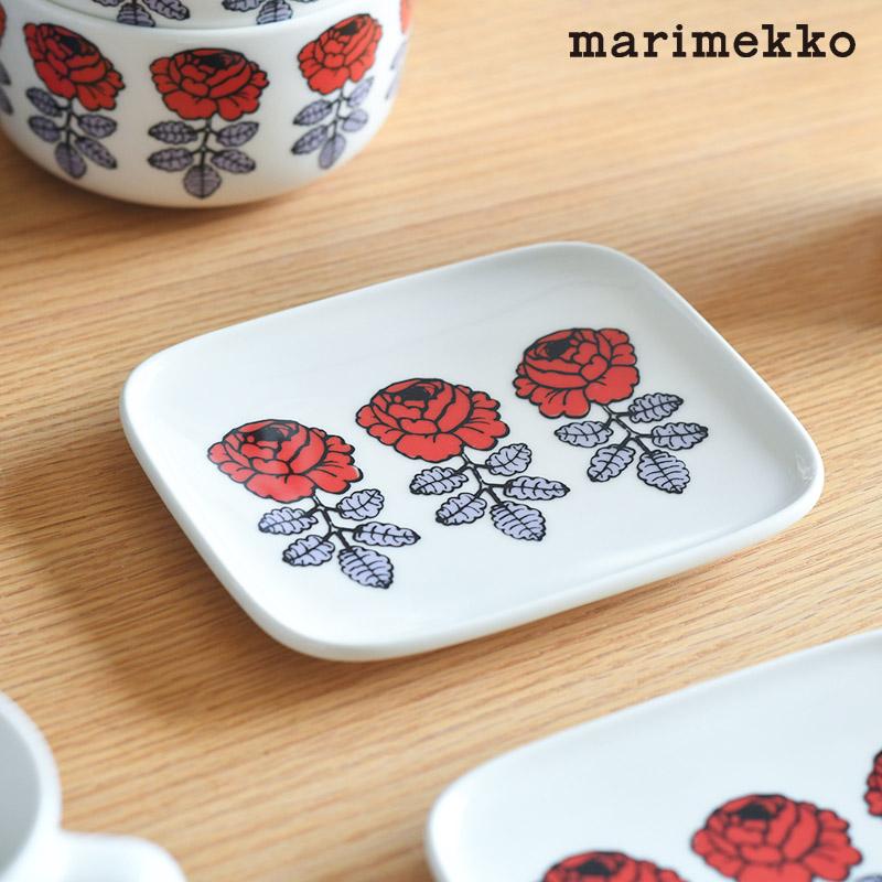 マリメッコ　ヴィヒキルースposti 限定トレイ marimekko（マリメッコ） アジア限定 プレート 15×12cm 角皿