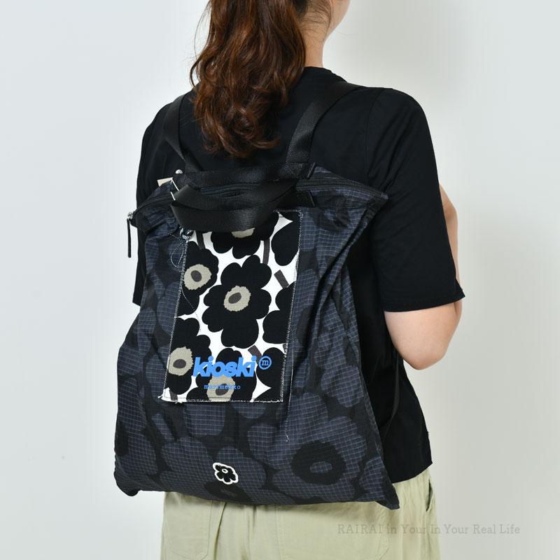 マリメッコ バックパック ファニー ウニッコ ホワイト×ブラック