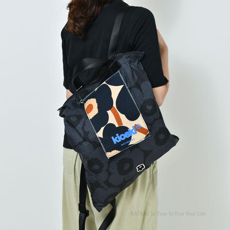 マリメッコ バックパック ファニー ウニッコ ホワイト×ブラック