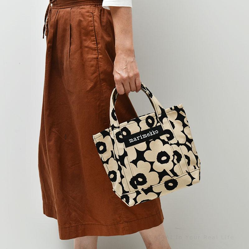 マリメッコ トートバッグ ウニッコ セイディ ベージュ×ブラック 日本