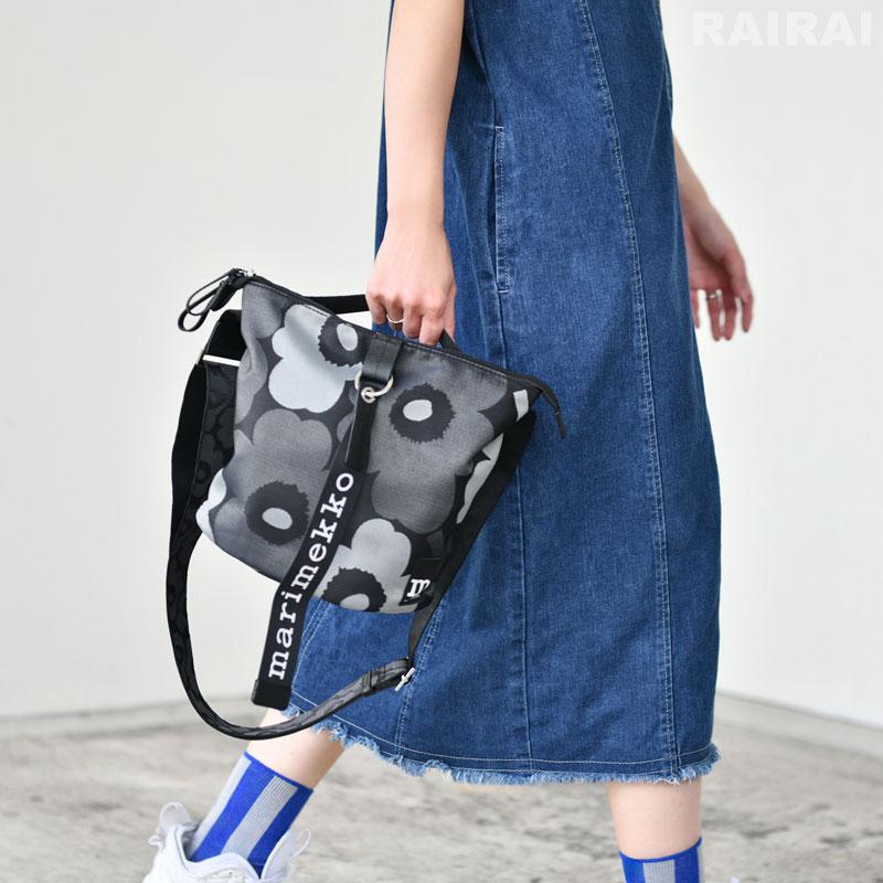 【未使用に近い】　マリメッコ　ウニッコ柄　ブラック × シルバー　シルク　大人気 マリメッコ]Wear All Day bagシリーズに新作が登場。ジャガード