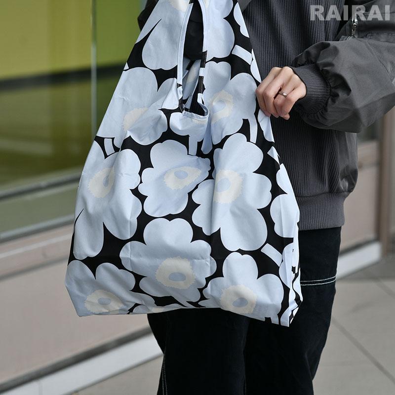C*︎様 marimekko マリメッコ スマートバッグ エコバッグ/日本限定 marimekko（マリメッコ） スマートバッグ ライトブルー×ブラック×オフ