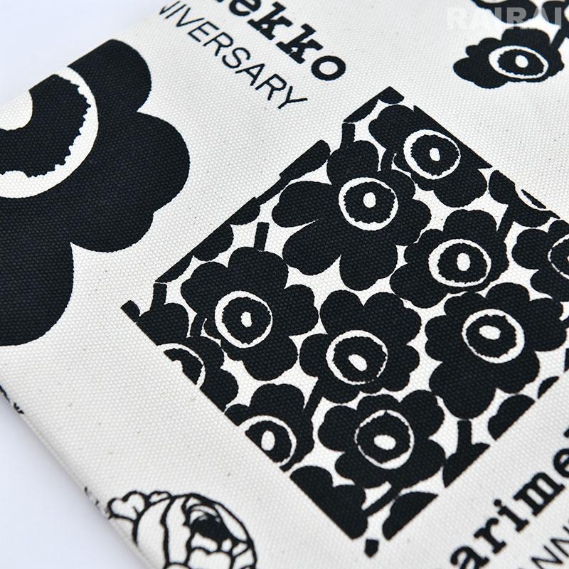 新品marimekko半袖ブラウスキヴェット柄 ブラック/ホワイト 36 新品