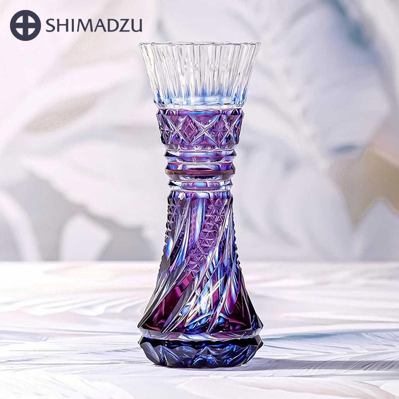 薩摩切子 二色衣 25周年 舞姫 花瓶 金赤ルリ 二色被せ 島津薩摩切子