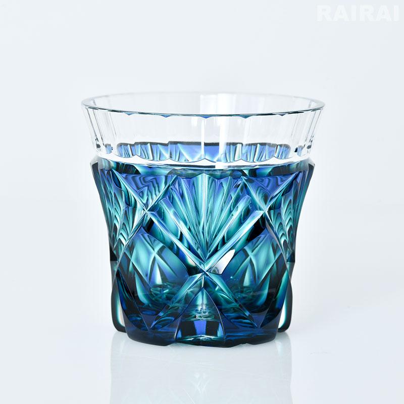 薩摩切子 二色冷酒杯 cut251 ルリ緑 二色衣 島津薩摩切子 薩摩ガラス