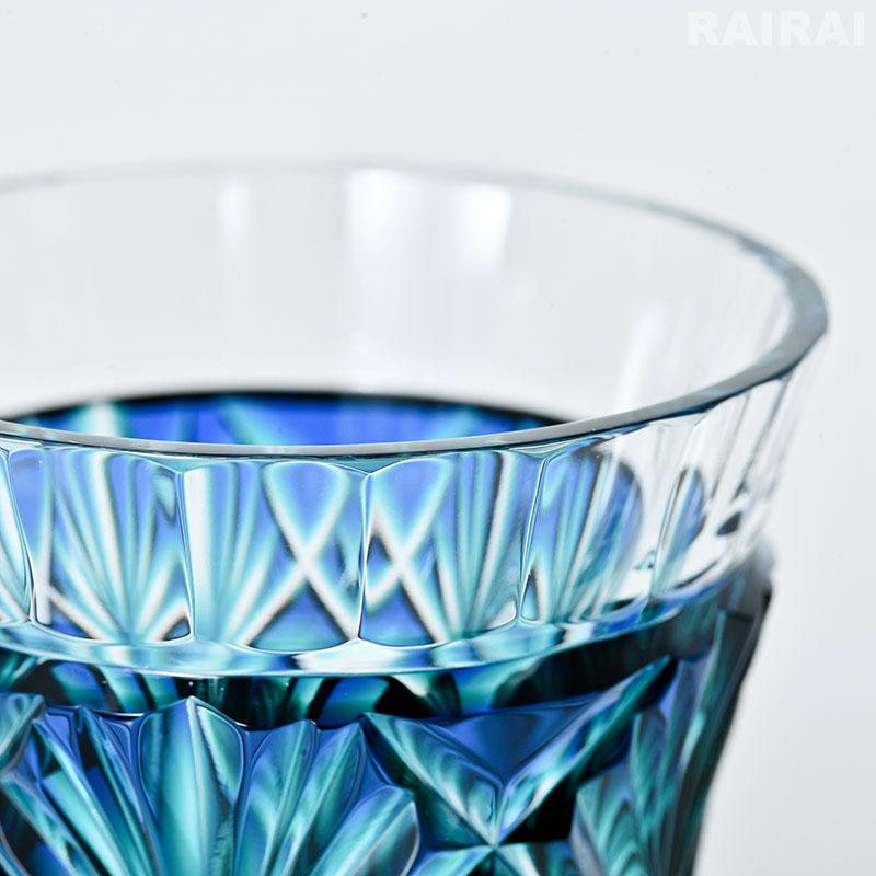 薩摩切子 二色冷酒杯 cut251 ルリ緑 二色衣 島津薩摩切子 薩摩ガラス