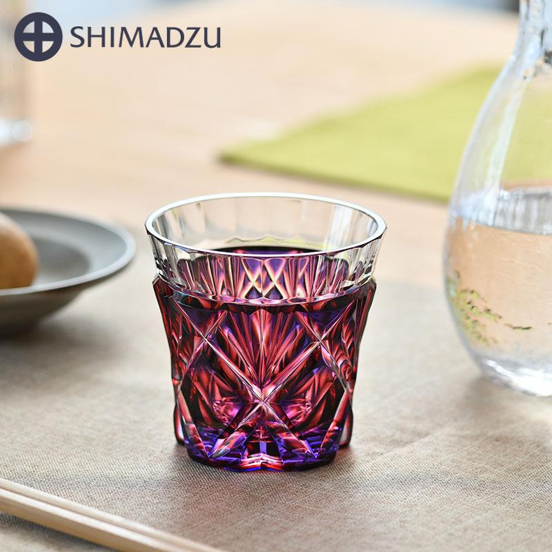 薩摩切子 二色冷酒杯 cut251 ルリ金赤 二色衣 島津薩摩切子 薩摩