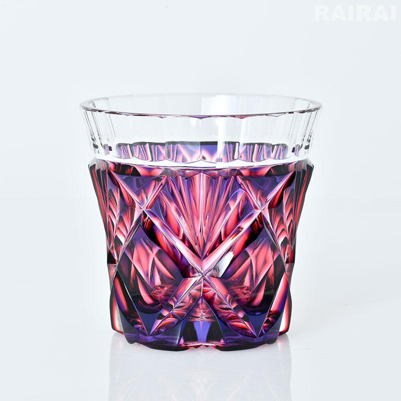 薩摩切子 二色冷酒杯 cut251 ルリ金赤 二色衣 島津薩摩切子 薩摩ガラス