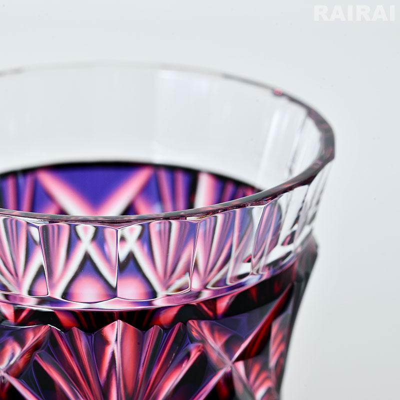 薩摩切子 二色冷酒杯 cut251 ルリ金赤 二色衣 島津薩摩切子 薩摩ガラス