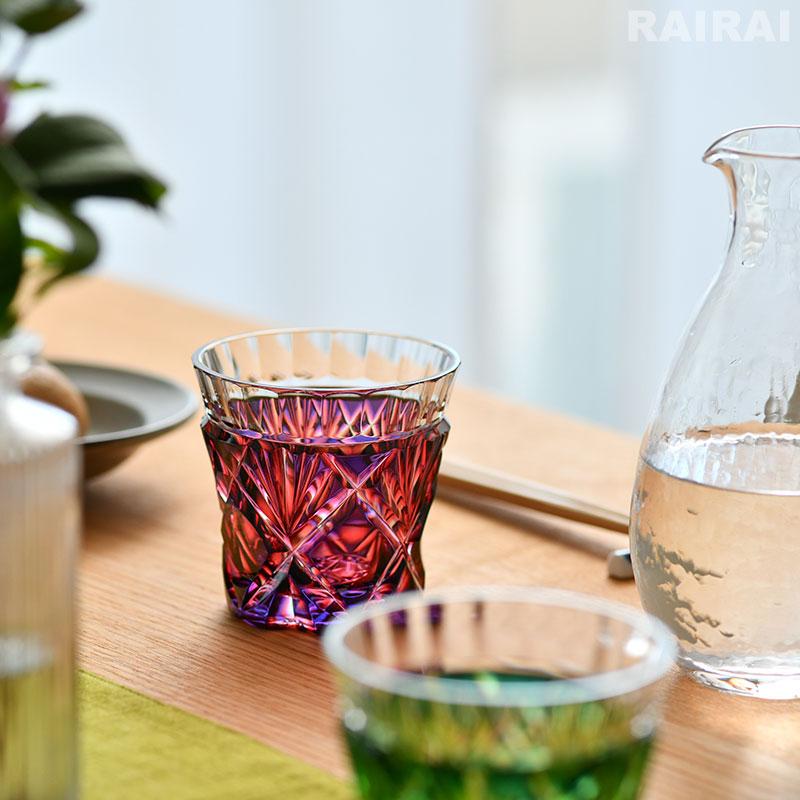 薩摩切子 二色冷酒杯 cut251 ルリ金赤 二色衣 島津薩摩切子 薩摩ガラス