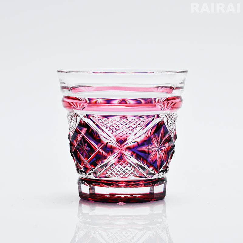 薩摩切子 二色冷酒杯 cut253 ルリ金赤 二色衣 島津薩摩切子 薩摩ガラス