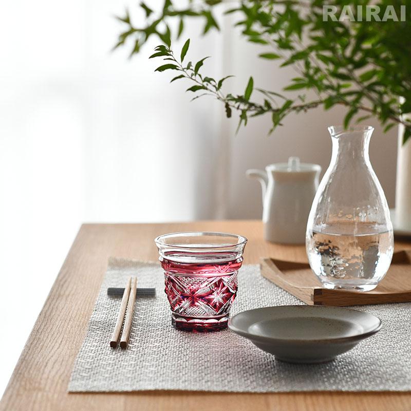 薩摩切子 二色冷酒杯 cut253 ルリ金赤 二色衣 島津薩摩切子 薩摩ガラス