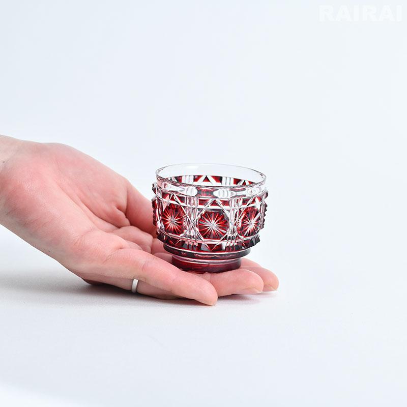 薩摩切子 猪口 大 cut18 紅 おちょこ お猪口 復元 島津薩摩切子 薩摩切子 猪口 大 cut18 紅 おちょこ お猪口 復元 島津薩摩切子