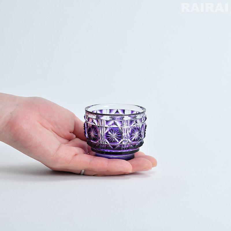 薩摩切子 猪口 大 cut18 島津紫 おちょこ お猪口 復元 鹿児島 薩摩切子 猪口 大 cut18 島津紫 おちょこ お猪口 復元 鹿児島
