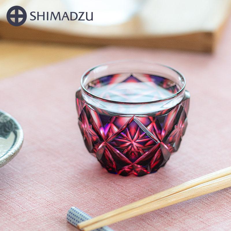 薩摩切子 二色猪口 大 cut206 ルリ金赤 二色衣 二色被せ 島津 薩摩切子 二色猪口 大 cut206 ルリ金赤 二色衣 二色被せ 島津