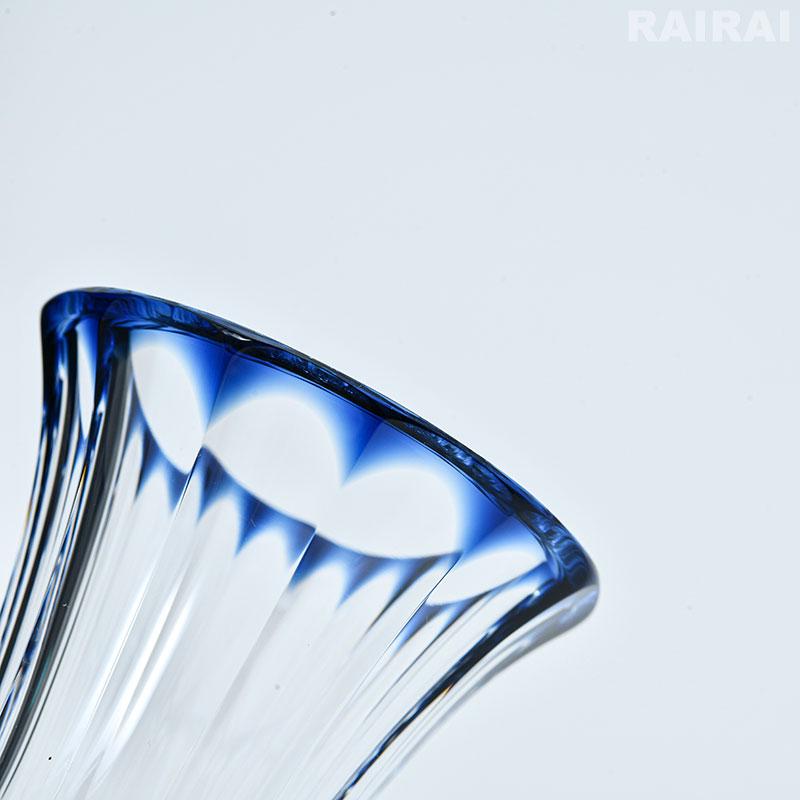 薩摩切子 花入れ 小 藍 緑 創作 島津薩摩切子 薩摩ガラス工芸 花瓶