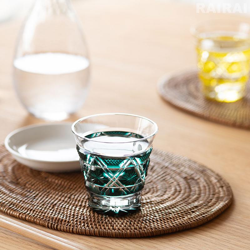薩摩切子 冷酒グラス cut01 緑 創作 鹿児島 島津薩摩切子 薩摩 薩摩切子 冷酒グラス cut01 緑 創作 鹿児島 島津薩摩切子 薩摩