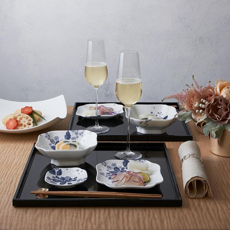 【未使用・箱付】ウェッジウッド ストロベリーブルーム インディゴ 8点セット WEDGWOOD（ウェッジウッド） 【紅茶セット付き】 スモールプレートペア