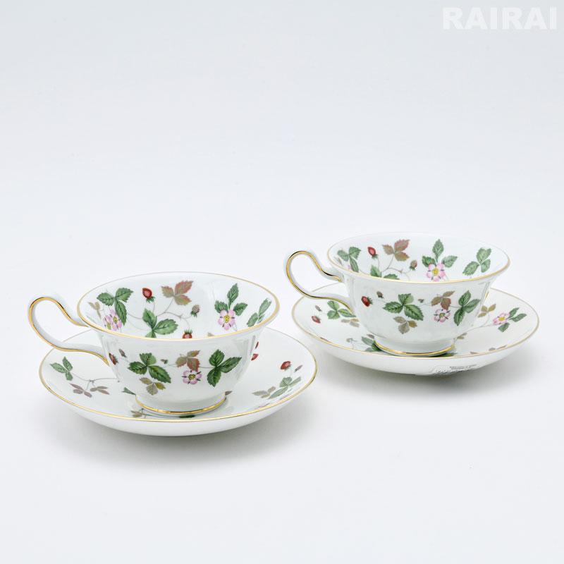 【新品】ウェッジウッド ワイルドストロベリー 2客セット 紅茶セット付き】 ウェッジウッド ティーカップ＆ソーサー ピオニー