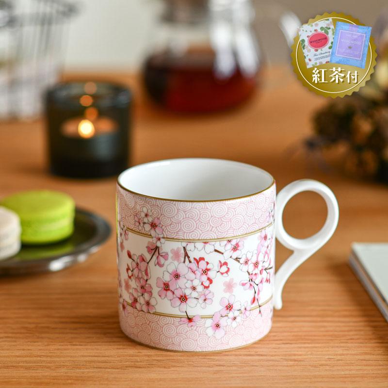 ウェッジウッド 東京マグ 桜 ボーダーホワイト 350ml ワンダー ウェッジウッド 東京マグ 桜 ボーダーホワイト 350ml ワンダー