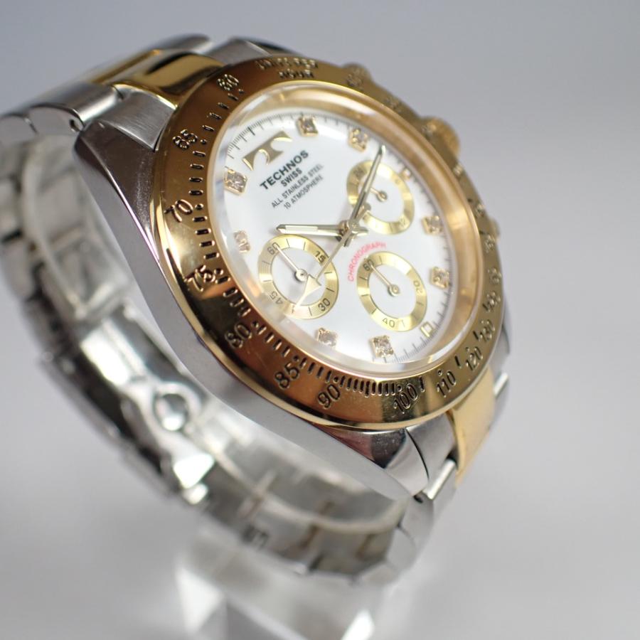 テクノス TECHNOS 腕時計 TGM640 メンズ ステンレス アナログ ゴールド シルバー クロノグラフ　ホワイト文字盤｜cdzuu88201｜03