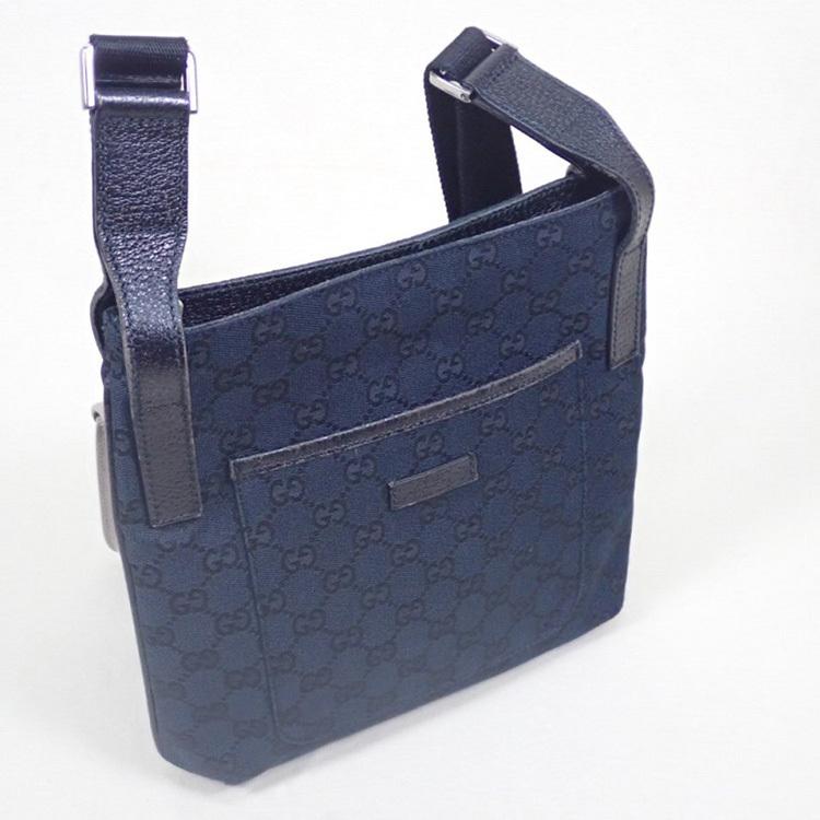 GUCCI グッチ 斜め掛け ショルダーバッグ GGキャンバス 黒 ユニ  