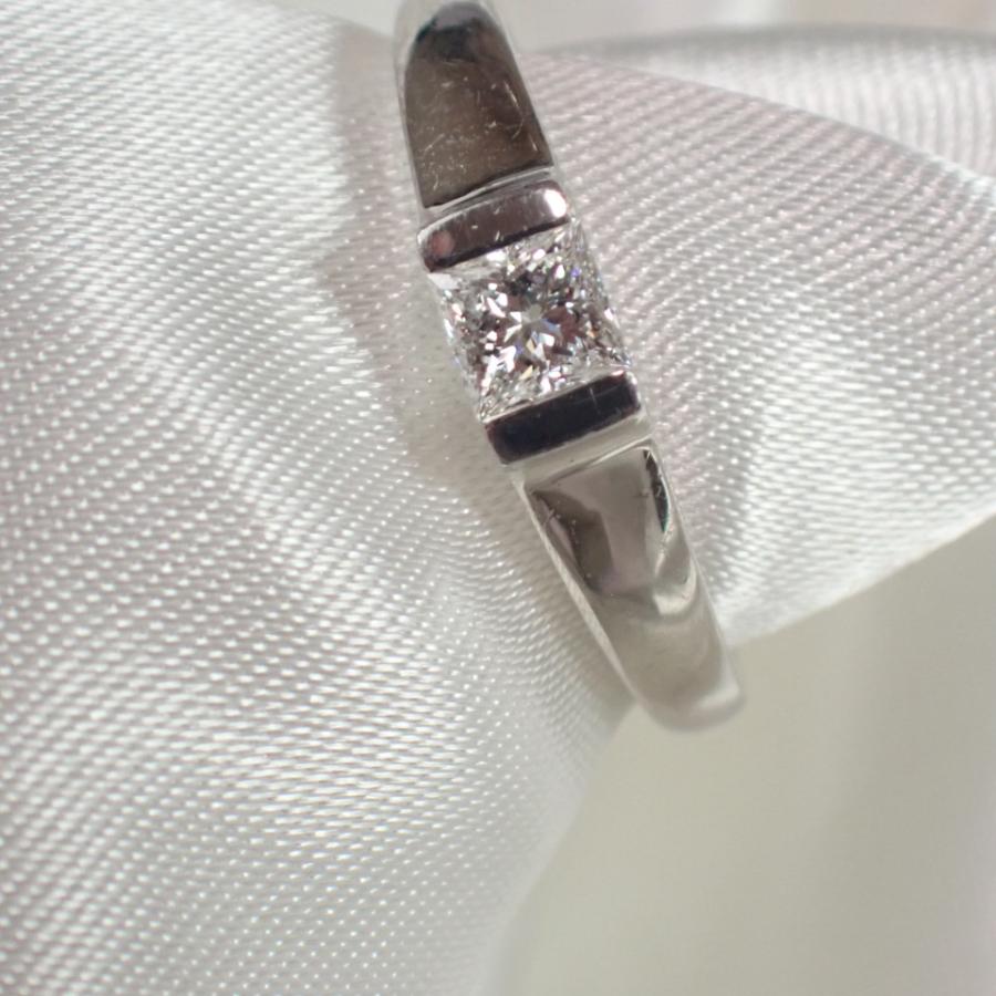 Pt1000 ダイヤモンド スクエアカット リング 指輪 0.30ct 鑑定書付  