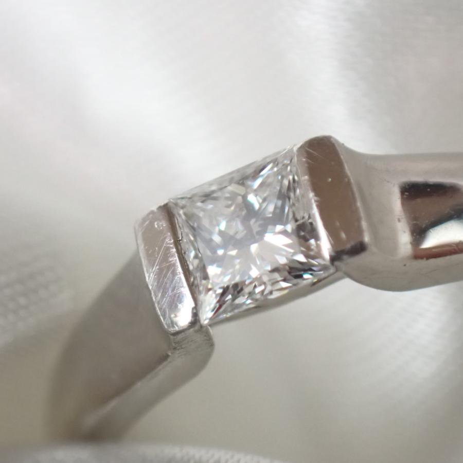 Pt1000 ダイヤモンド スクエアカット リング 指輪 0.30ct 鑑定書付  