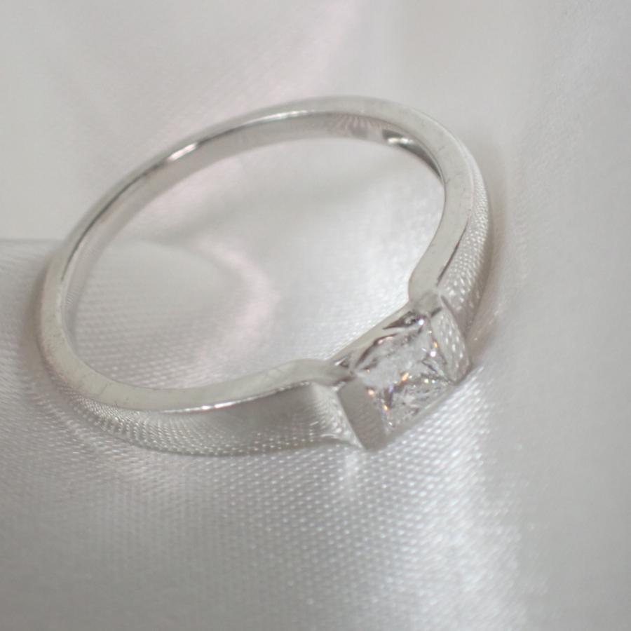 Pt1000 ダイヤモンド スクエアカット リング 指輪 0.30ct 鑑定書付  