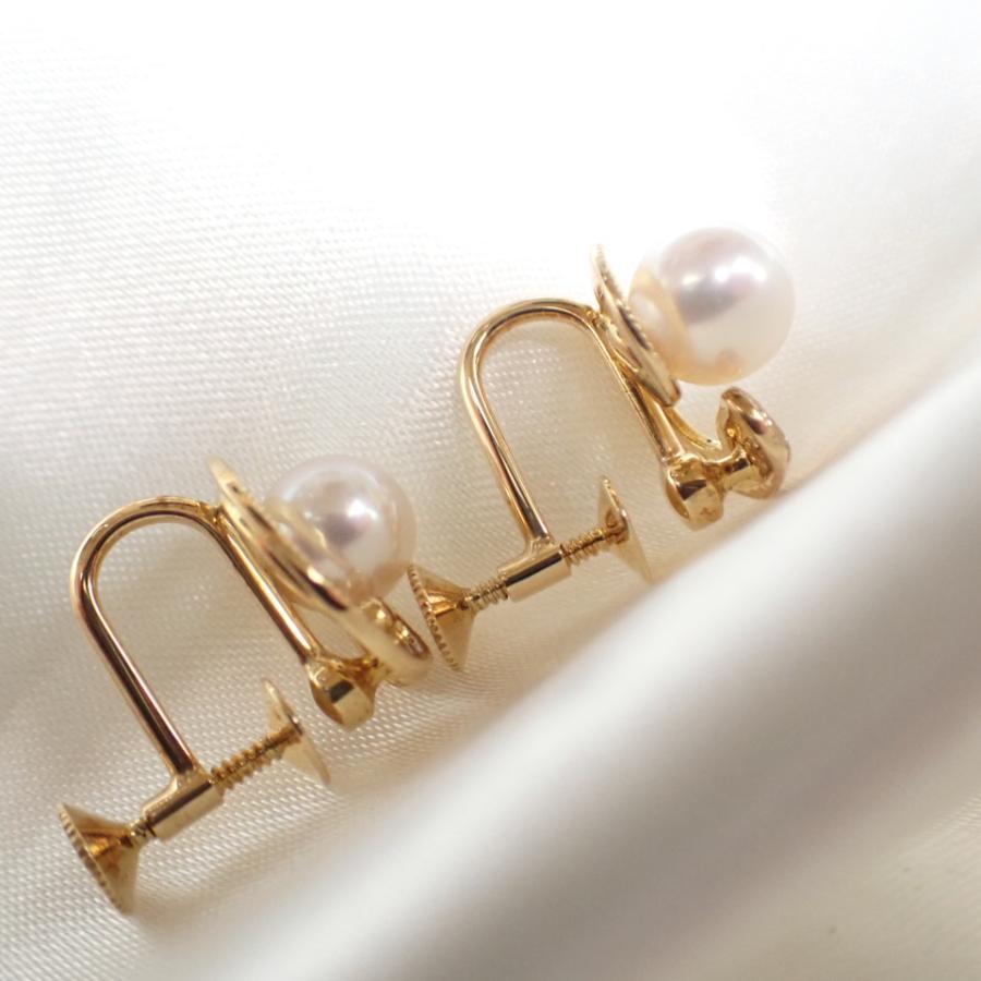MIKIMOTO ミキモト MIKIMOTO K18YG アコヤ真珠イヤリング 約6.8mm  