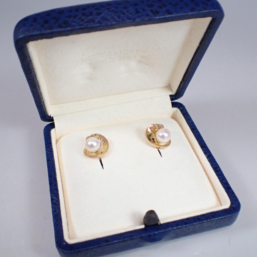 MIKIMOTO ミキモト MIKIMOTO K18YG アコヤ真珠イヤリング 約6.8mm  