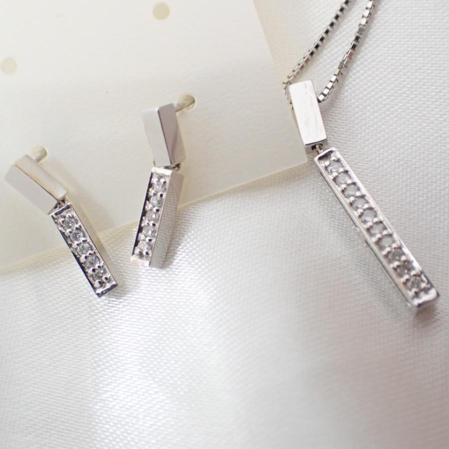 k18wg ダイヤモンドピアス&ネックレスセット K18WG ダイヤモンド ペンダントネックレス ピアス セット : Pawn