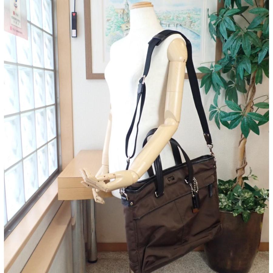 コーチcoachビジネスバッグ ダークブラウン ナイロン レザー