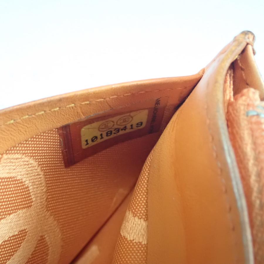 【まいん。♪】シャネルカンボンラインマトラッセ折財布ブラウン×オレンジ CAMBON CHANEL シャネル カンボンライン 長財布 ブラウン