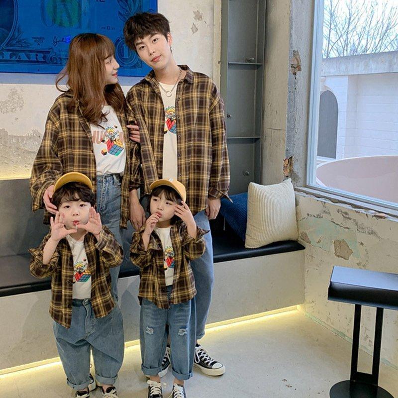 親子コーデ春夏親子ペアルック親子ワンピース親子ペア親子お揃い無地パパ ママ チェック柄 長袖tシャツ韓国風シャツブラウス男の子 女の子カジュアル Qqxdxirjuw ワンピース チュニック Www Sprintmart Com