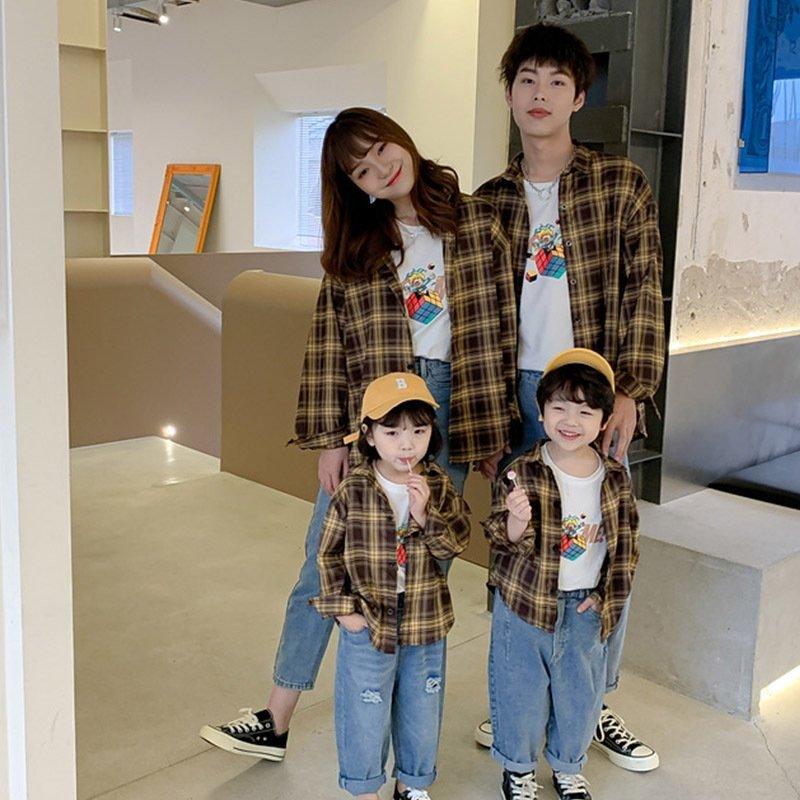 親子コーデ春夏親子ペアルック親子ワンピース親子ペア親子お揃い無地パパ ママ チェック柄 長袖tシャツ韓国風シャツブラウス男の子 女の子カジュアル Qqxdxirjuw ワンピース チュニック Www Sprintmart Com