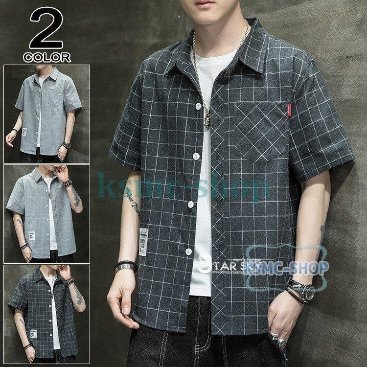 メンズファッション 幻想的 半袖シャツ メンズ おしゃれ チェックシャツ 開襟シャツ 半袖 シャツ 胸ポケット カジュアル トップス 父の日 夏物 K72zeid7mr Wamegofamilyworshipcenter Org