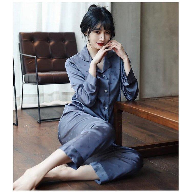 レディースルームウェア パジャマ 春夏秋新作 長袖パジャマ 前開き シルク風ルームウェア 可愛い ハート柄上下セット 薄手 大きいサイズ部屋着 寝巻き ギフト ブランド品専門の