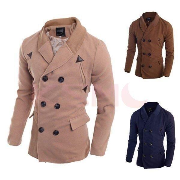 超安い 卸売可コートメンズコート秋ダッフルコートショット丈アウタージャケットカーキブラウンネイビー大きいサイズ チェスターコート カラー ブラウン qhema Com