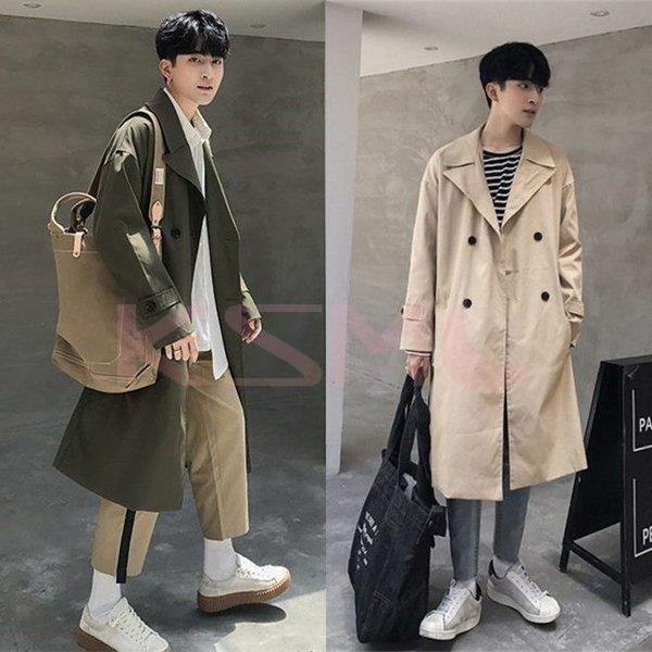 ブランド 新品 卸売可メンズコートチェスターコートロングコート薄手秋服カーキグリーンブラック無地 Lynn Beauty Co Uk