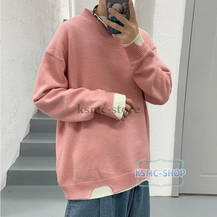 お得セット フェイクレイヤード 防寒セーター 無地セーター 長袖 メンズ ニットセーター ゆったりセーター カジュアルニットトップス オシャレ インナーカットソー 秋冬 ニット セーター サイズ 4xl qhema Com