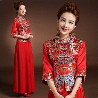 チャイナドレス 結婚式 ウェディングドレス レトロ チャイナ服 新作 刺繍 パーテイ衣装 撮影用 大きい
