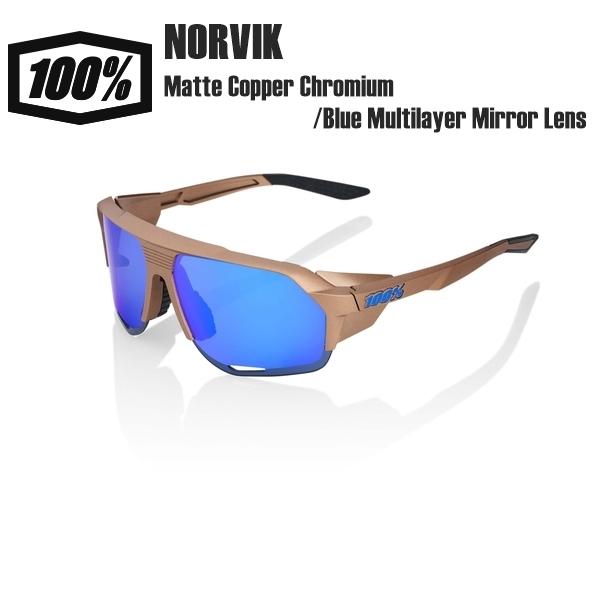 ワンハンドレッド サングラス 100% NORVIK Matte Copper Chromium/Blue Multilayer Mirror Lens サングラス スポーツサングラス 自転車 野球