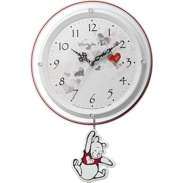電波掛け時計 くまのプーさん 8MX407MC03-2 振り子時計 優雅 くまのプーさん 掛け時計 8MX407MC03 リズム時計