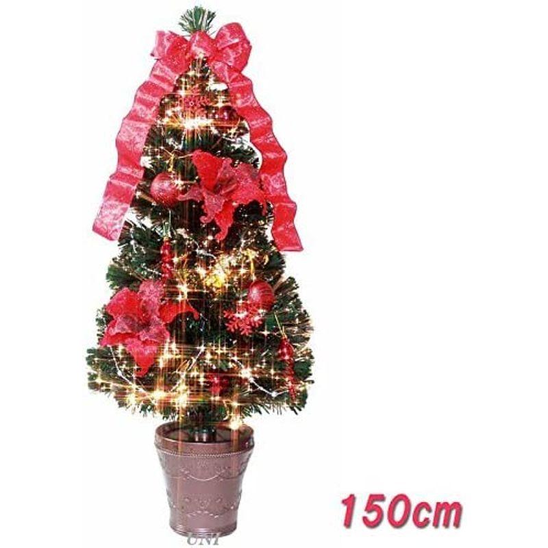 ドウシシャ　クリスマスツリー　LEDオーナメント付きDXファイバーグリーンレッド　150cm　DXE-GR150RE　LEDファイバー