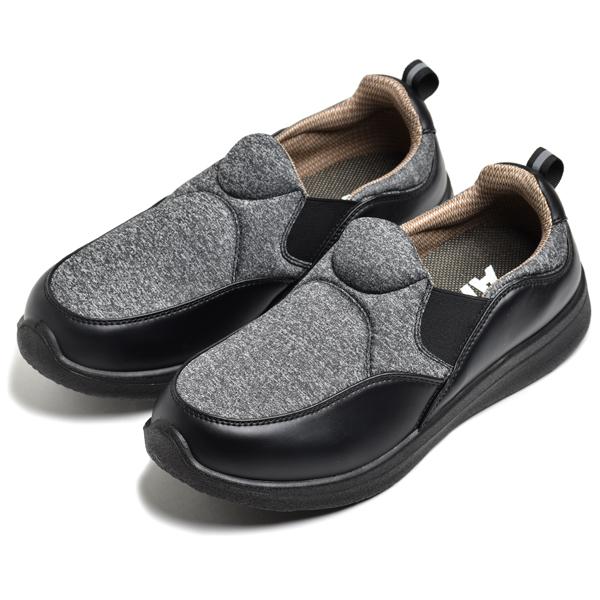 介護シューズ メンズ ウォーキングシューズ 紐なし スニーカー 幅広 4E